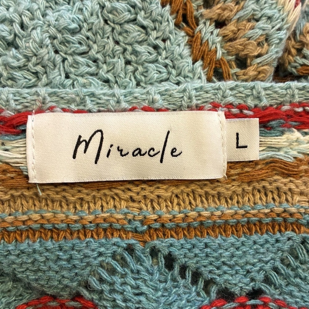 Miracle Colorful Cropped Crochet Pullover Top Sz Large - Picture 5 of 6